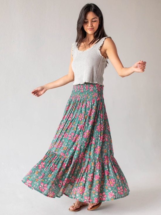 NATURAL LIFE Dresses & Skirts - NATURAL LIFE • Flora Convertible Skirt - Teal Pink Lilies NWT Medium